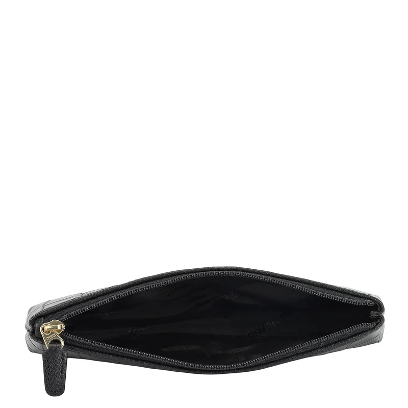 Da Milano Black Croco Leather Multi Pouch - Black  | Best Price UAE